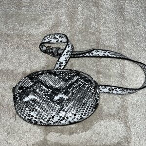 Black and White Snakeskin Belt Bag
